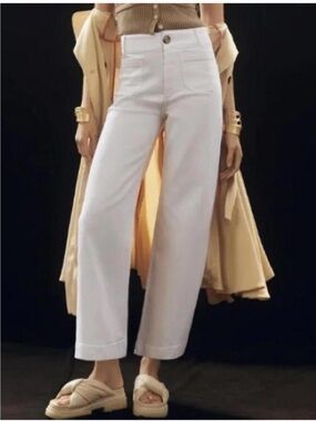 Anthropologie Pilcro The Skipper White Cropped Wide-Leg Jean Size 28